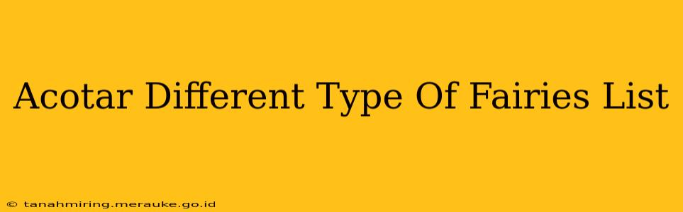 Acotar Different Type Of Fairies List