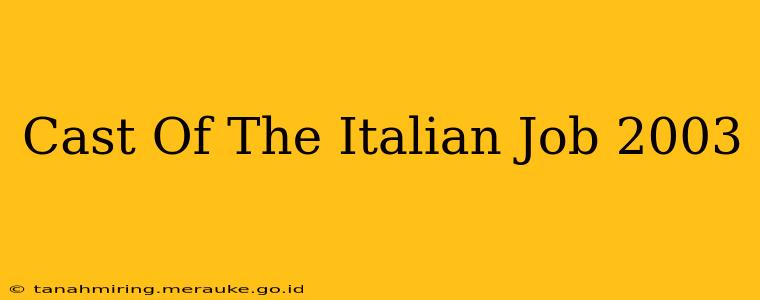 Cast Of The Italian Job 2003