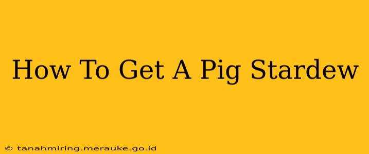 How To Get A Pig Stardew