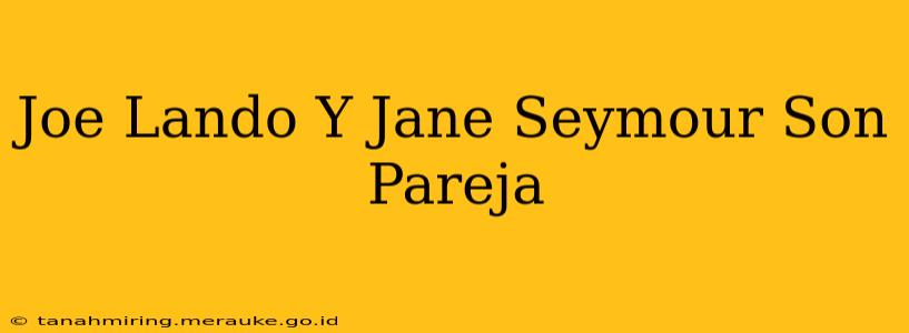 Joe Lando Y Jane Seymour Son Pareja