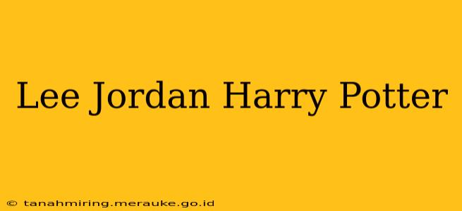 Lee Jordan Harry Potter