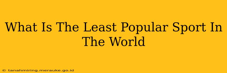 What Is The Least Popular Sport In The World