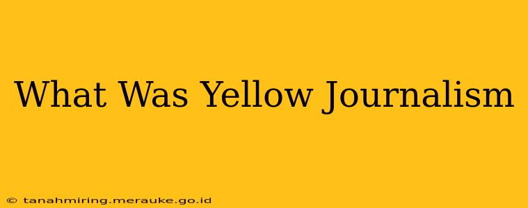 What Was Yellow Journalism