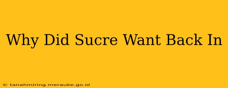 Why Did Sucre Want Back In